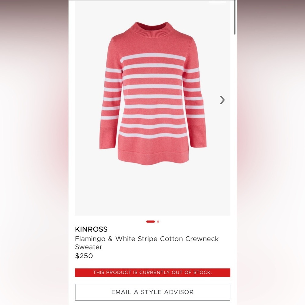 KINROSS NWOT Striped Pink and White Sweater Size Small New - Picture 5 of 5